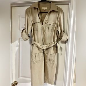 Michael Kors Belted Khaki Utility Dress